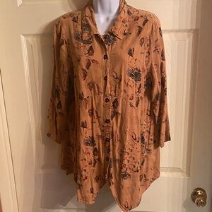 Floral Print Button-Down Shirt for Women